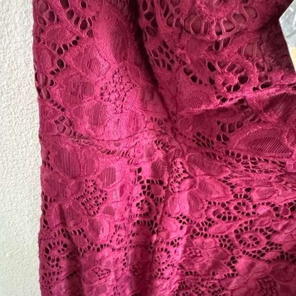 Pinkblush Burgundy maternity Lace Long Sleeve Dress - Picture 5 of 5